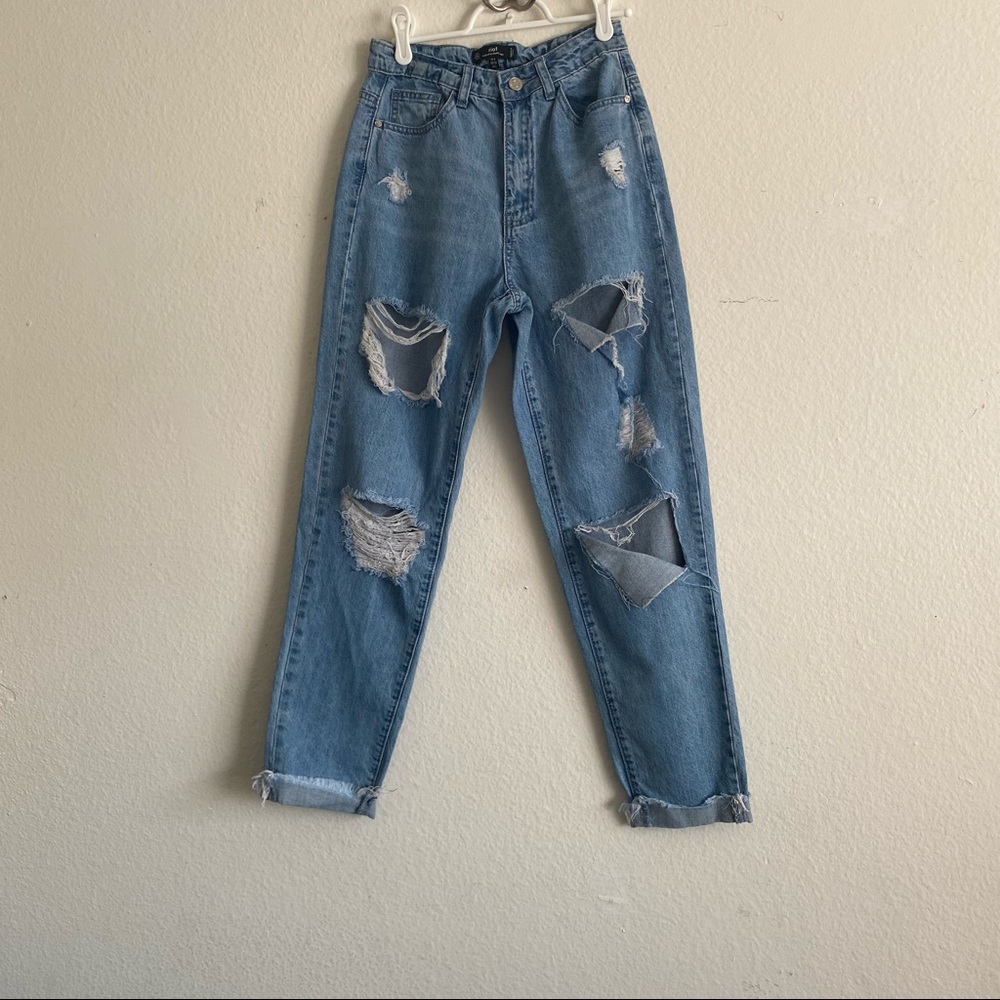 wash  riot high rise ripped mom rigid jean - Picture 3 of 11
